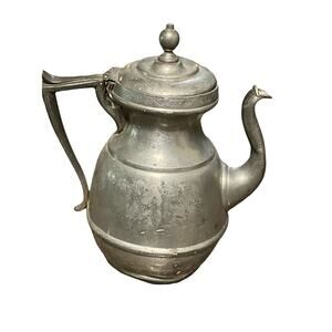 Rare American Pewter Antique Teapot 19th Century